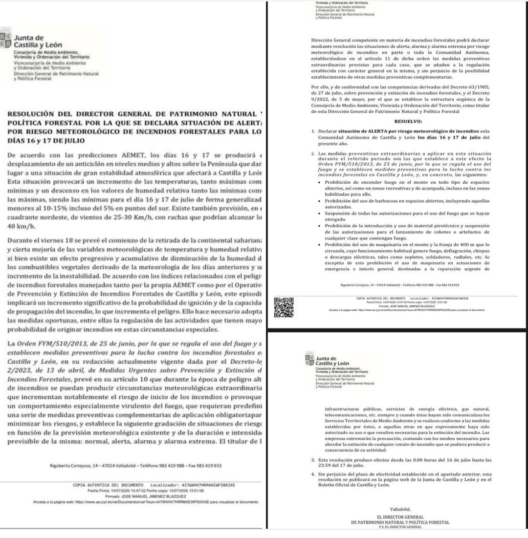 SITUACION DE ALERTA POR RIESGO METEREOLOGICO DE INCENDIOS