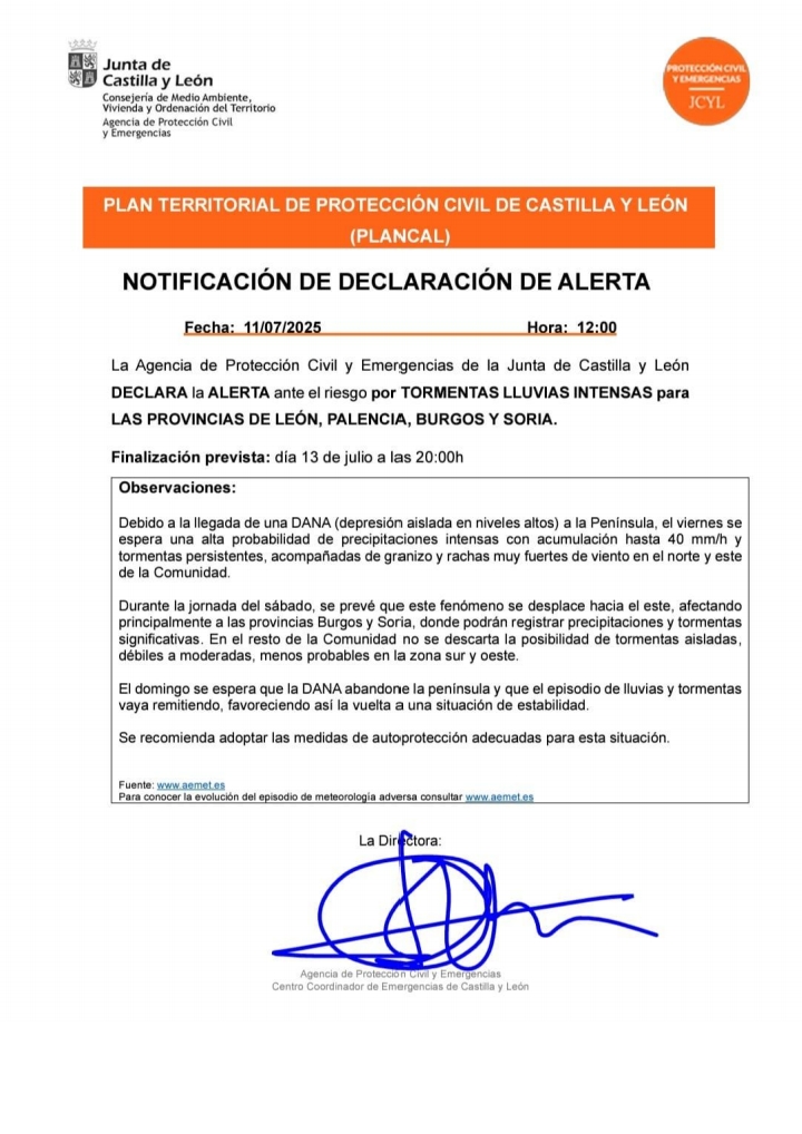 Alerta por lluvias y tormentas intensas del 11 al 13 de julio 2025