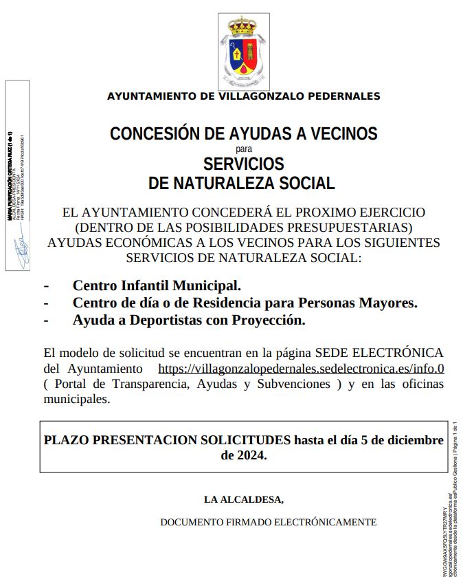 CONVOCATORIA PARA LA CONCESIÓN DE SUBVENCIONES EN MATERIA DE SERVICIOS DE NATURALEZA SOCIAL, AÑO 2024