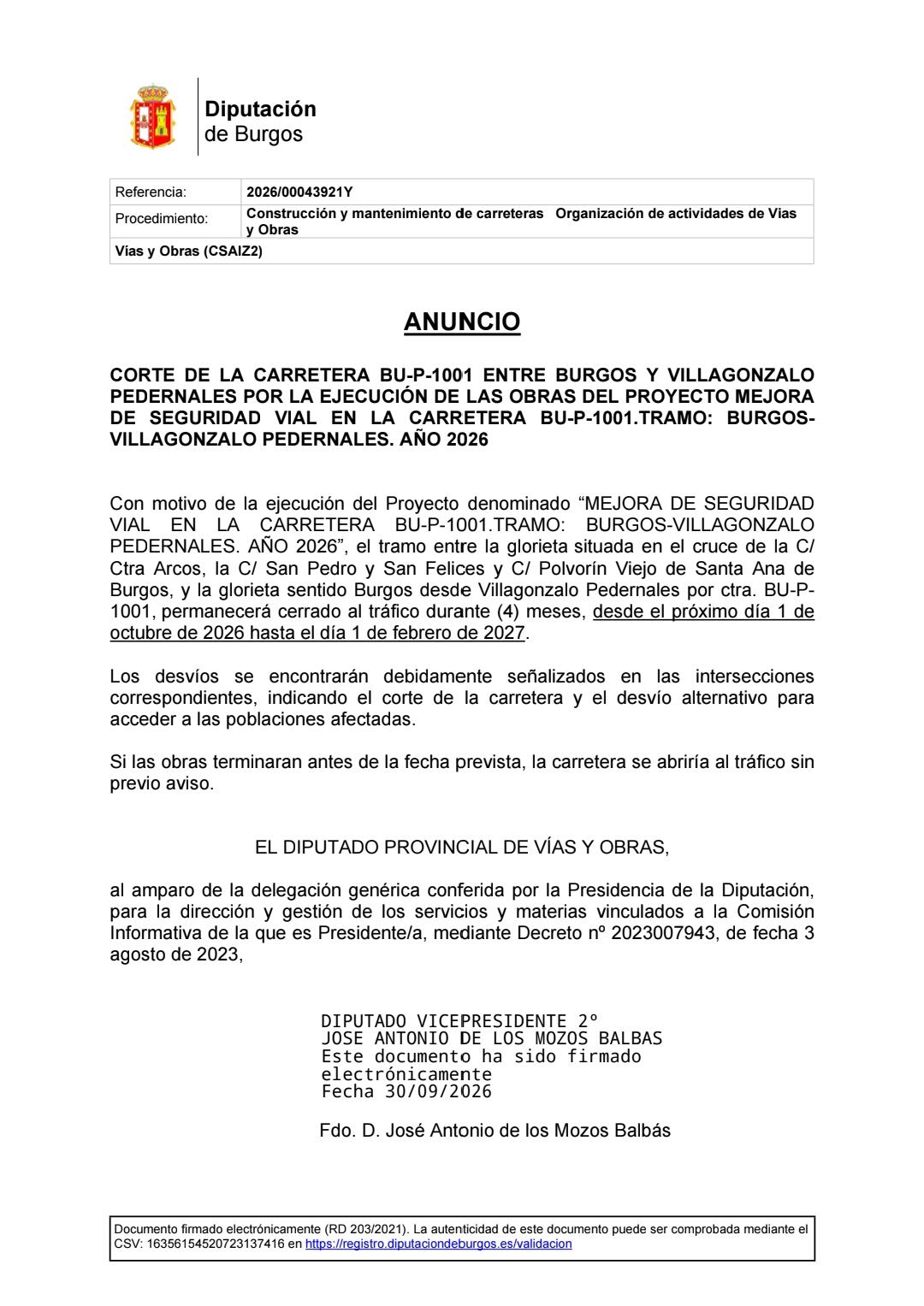 CORTE DE CARRETERA
